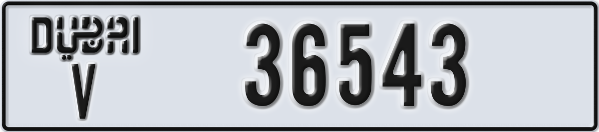 dubai License Plate Number 36543 Code V