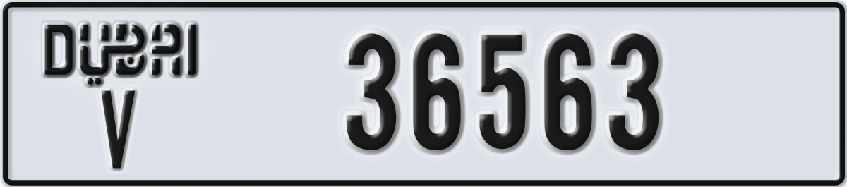 dubai License Plate Number 36563 Code V