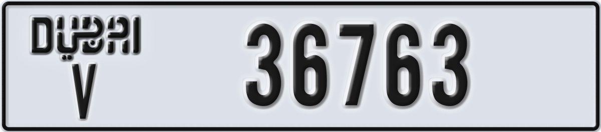 dubai License Plate Number 36763 Code V