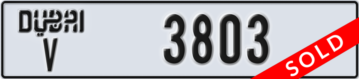 dubai License Plate Number 3803 Code V