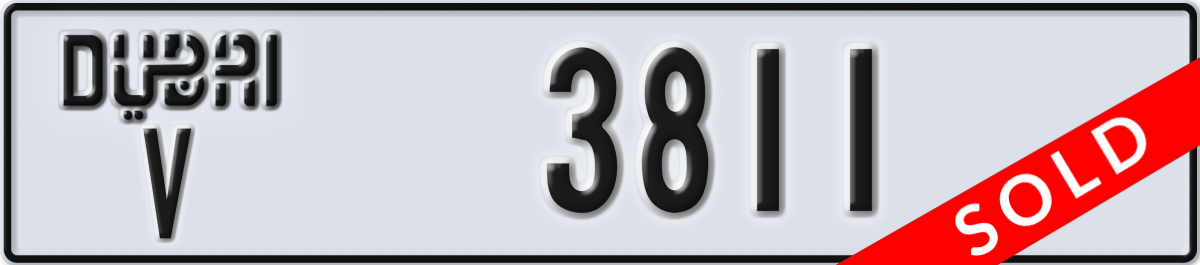 dubai License Plate Number 3811 Code V