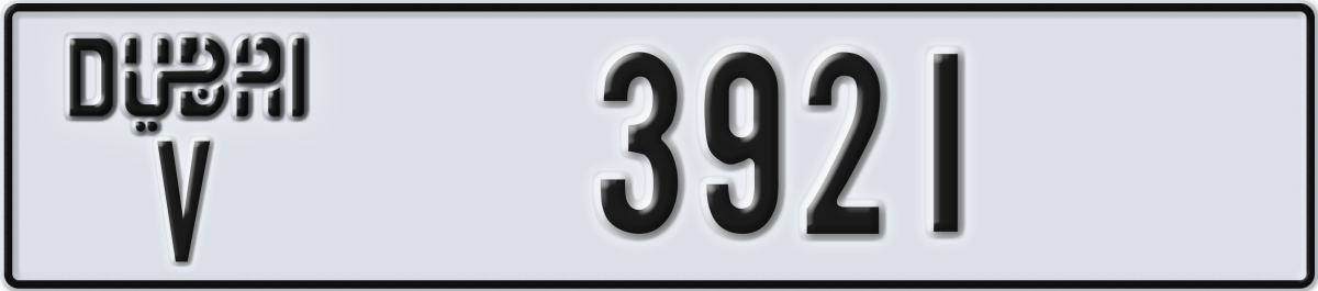 dubai License Plate Number 3921 Code V