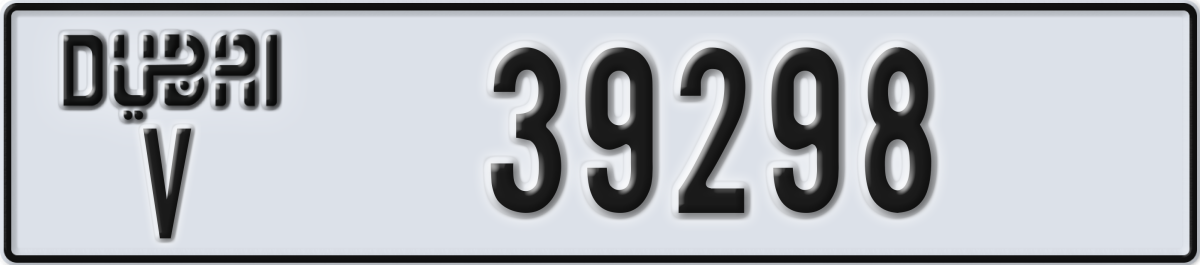 dubai License Plate Number 39298 Code V