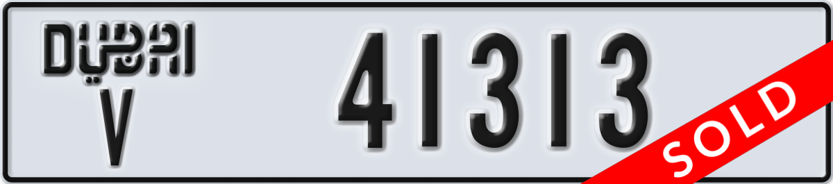 dubai License Plate Number 41313 Code V