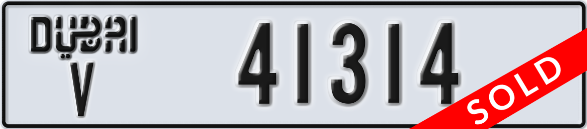 dubai License Plate Number 41314 Code V