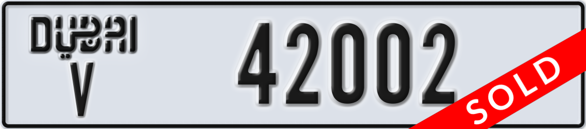 dubai License Plate Number 42002 Code V