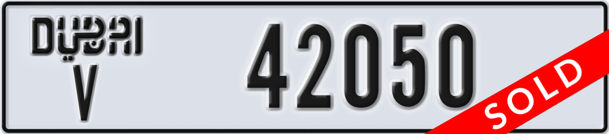 dubai License Plate Number 42050 Code V