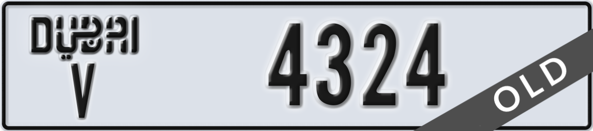 dubai License Plate Number 4324 Code V