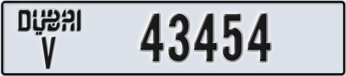 dubai License Plate Number 43454 Code V