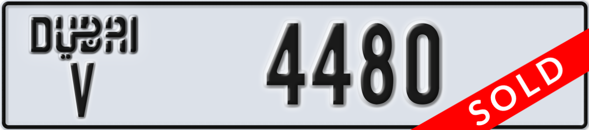dubai License Plate Number 4480 Code V
