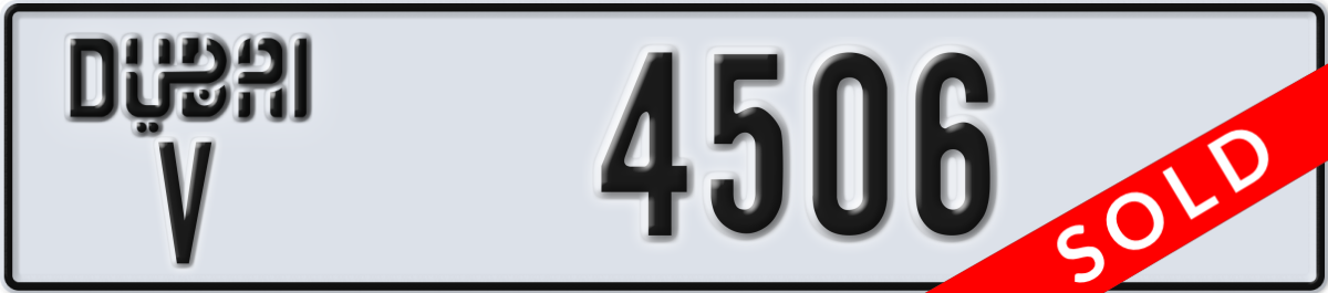 dubai License Plate Number 4506 Code V