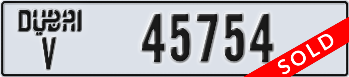 dubai License Plate Number 45754 Code V