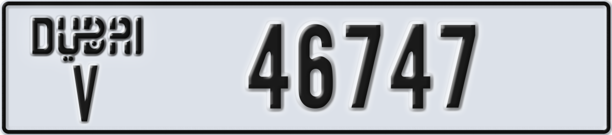 dubai License Plate Number 46747 Code V