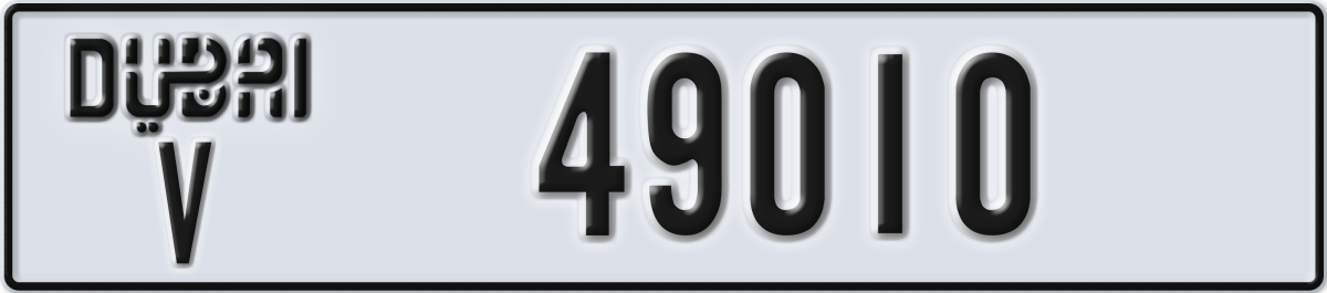 dubai License Plate Number 49010 Code V
