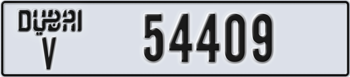 dubai License Plate Number 54409 Code V