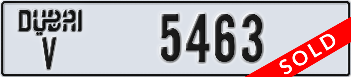 dubai License Plate Number 5463 Code V