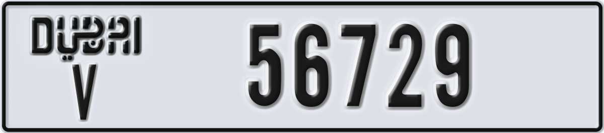 dubai License Plate Number 56729 Code V