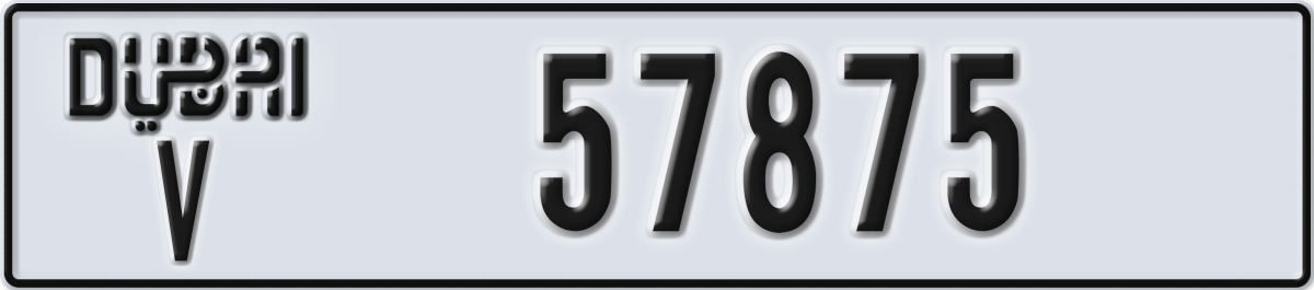 dubai License Plate Number 57875 Code V