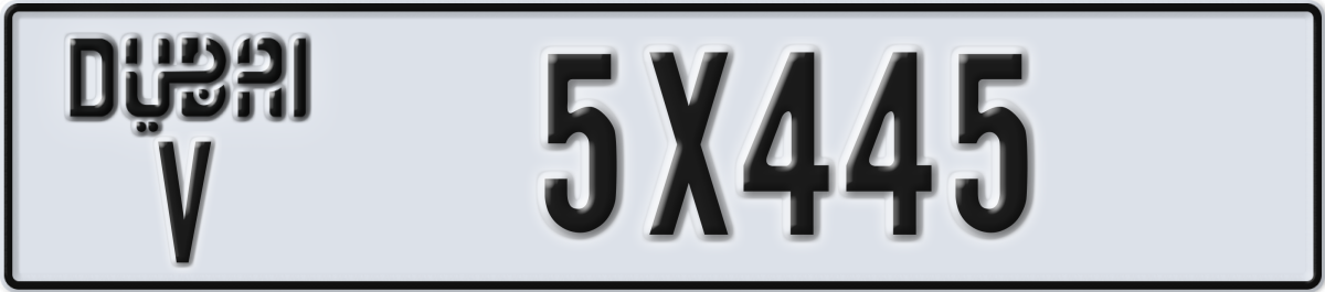 dubai License Plate Number 5X445 Code V