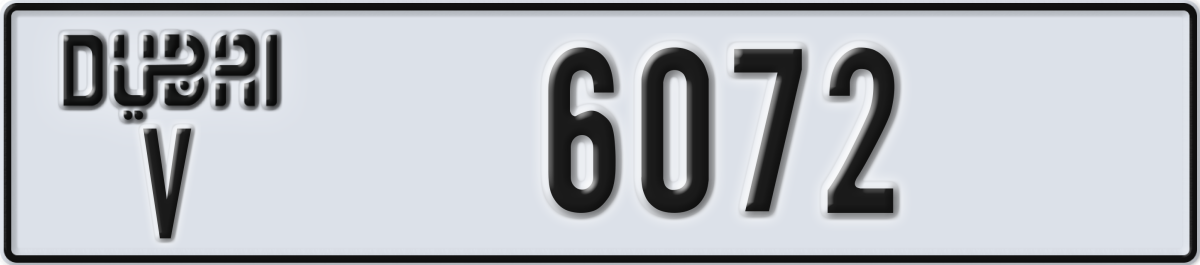 dubai License Plate Number 6072 Code V