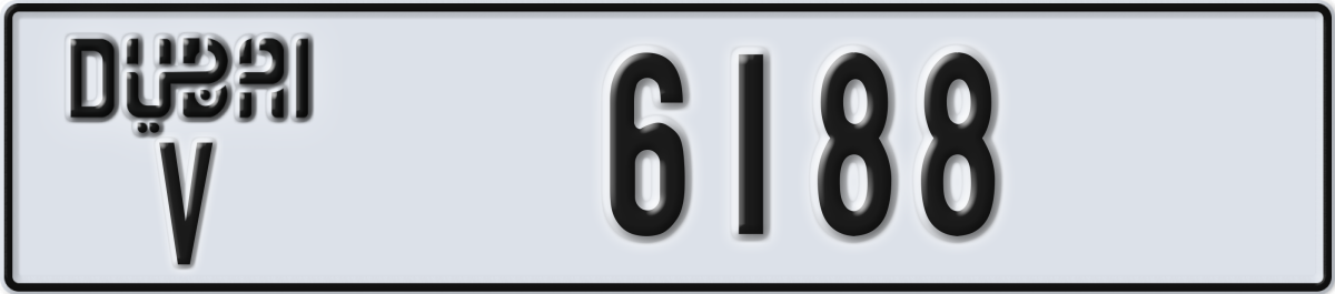 dubai License Plate Number 6188 Code V