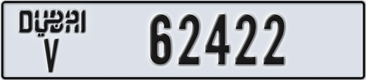 dubai License Plate Number 62422 Code V