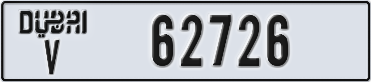 dubai License Plate Number 62726 Code V