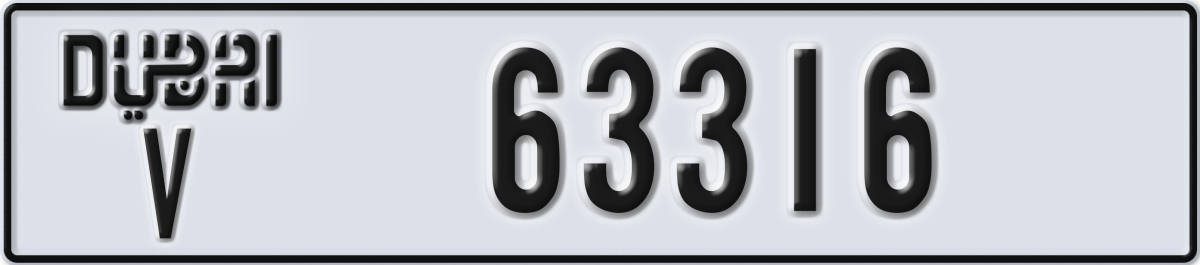 dubai License Plate Number 63316 Code V