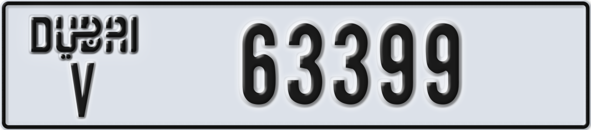 dubai License Plate Number 63399 Code V