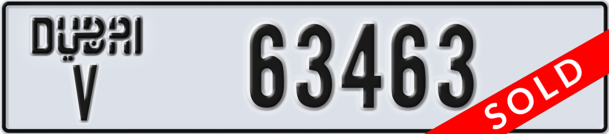 dubai License Plate Number 63463 Code V