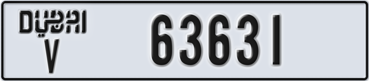 dubai License Plate Number 63631 Code V