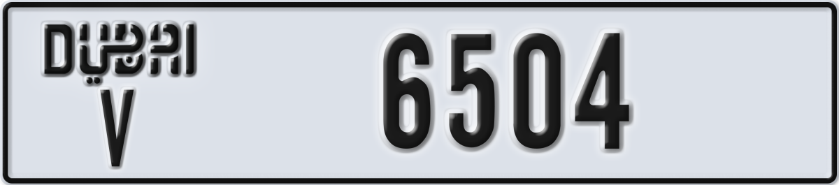 dubai License Plate Number 6504 Code V