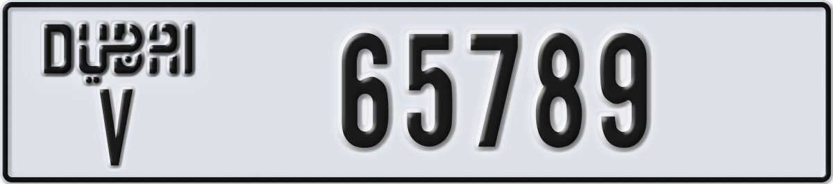 dubai License Plate Number 65789 Code V