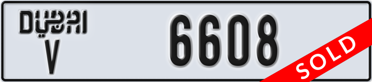 dubai License Plate Number 6608 Code V
