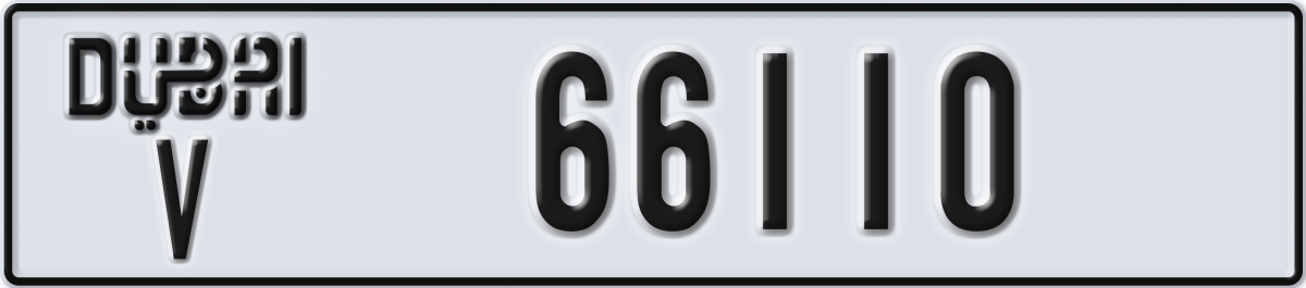 dubai License Plate Number 66110 Code V