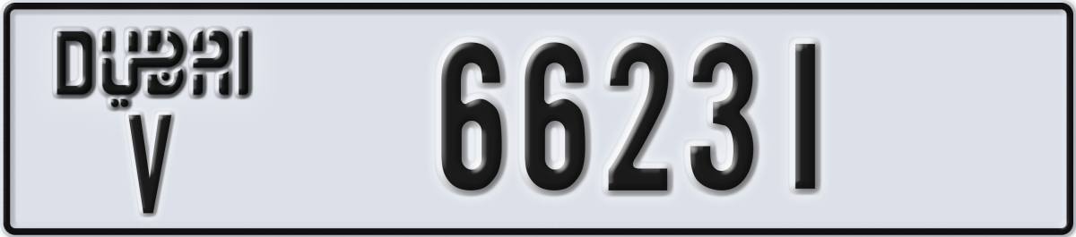dubai License Plate Number 66231 Code V