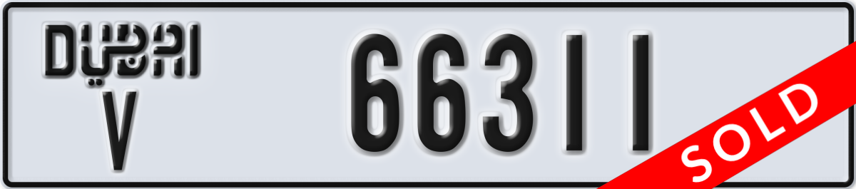 dubai License Plate Number 66311 Code V