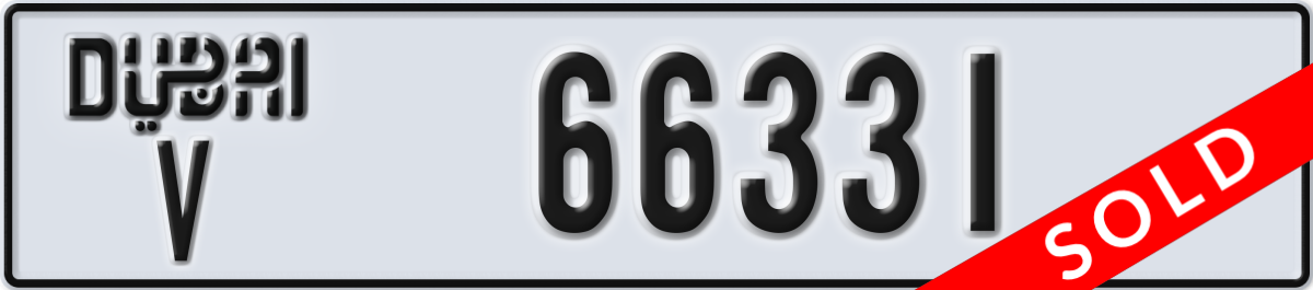 dubai License Plate Number 66331 Code V