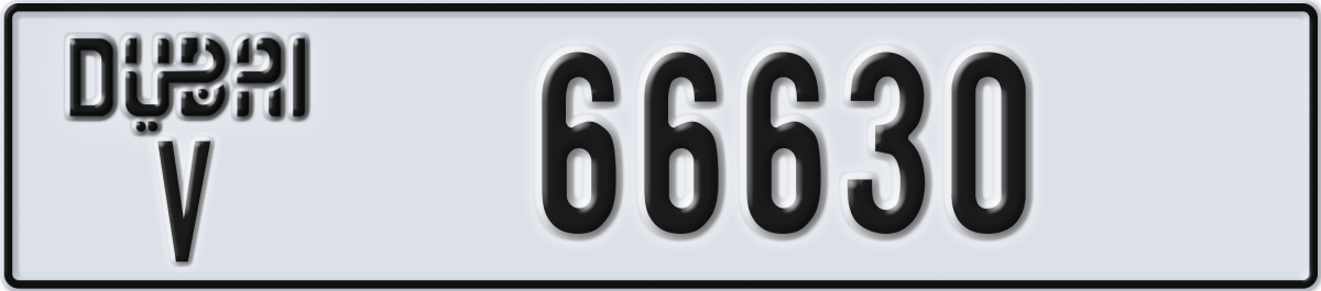 dubai License Plate Number 66630 Code V