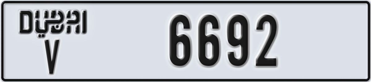 dubai License Plate Number 6692 Code V