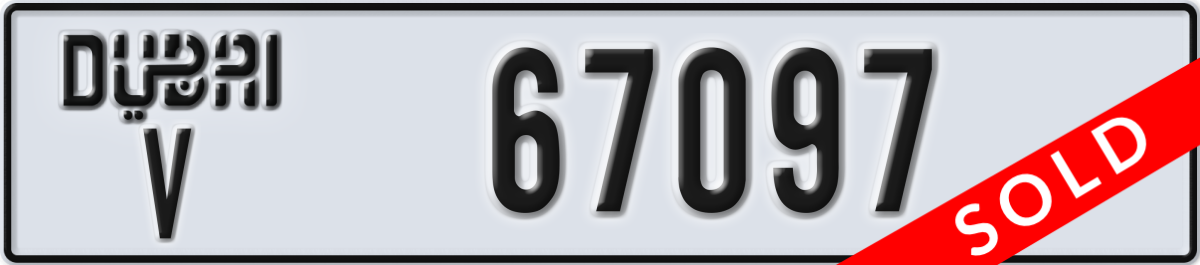 dubai License Plate Number 67097 Code V