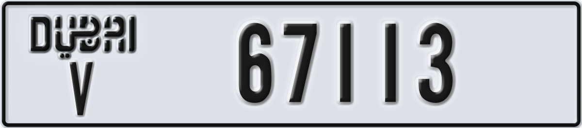dubai License Plate Number 67113 Code V