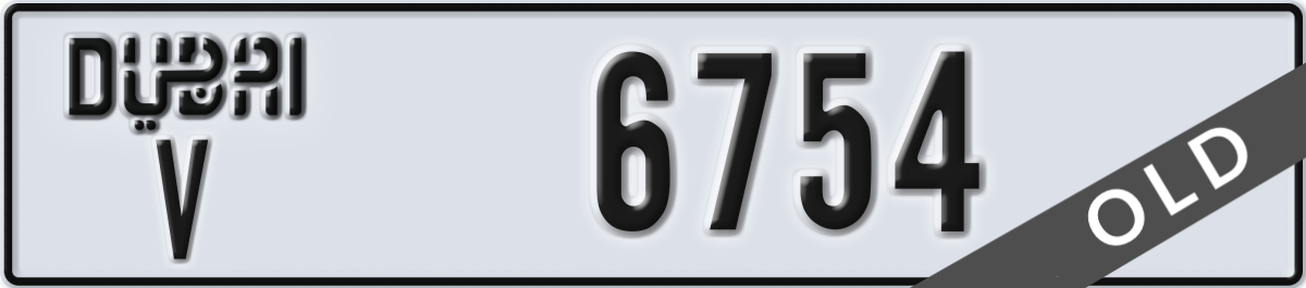 dubai License Plate Number 6754 Code V