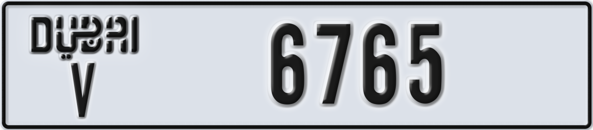 dubai License Plate Number 6765 Code V