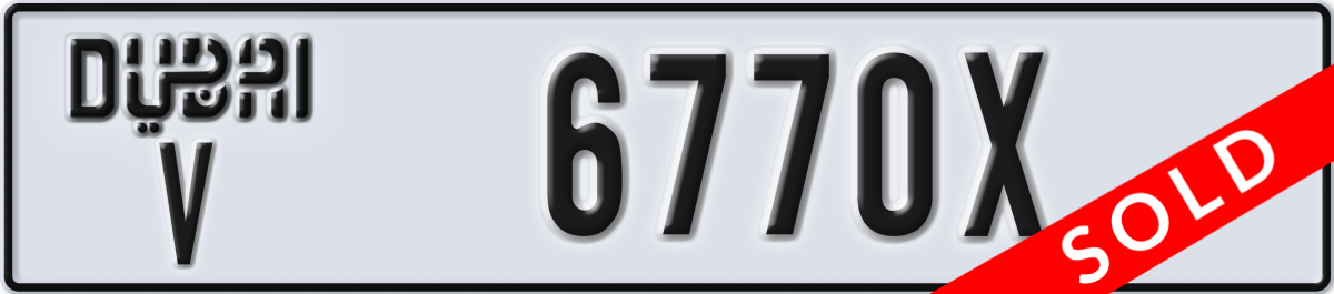 dubai License Plate Number 6770X Code V