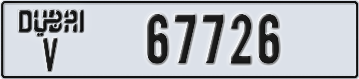 dubai License Plate Number 67726 Code V