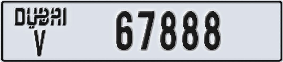 dubai License Plate Number 67888 Code V