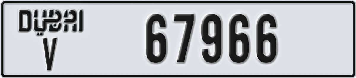 dubai License Plate Number 67966 Code V