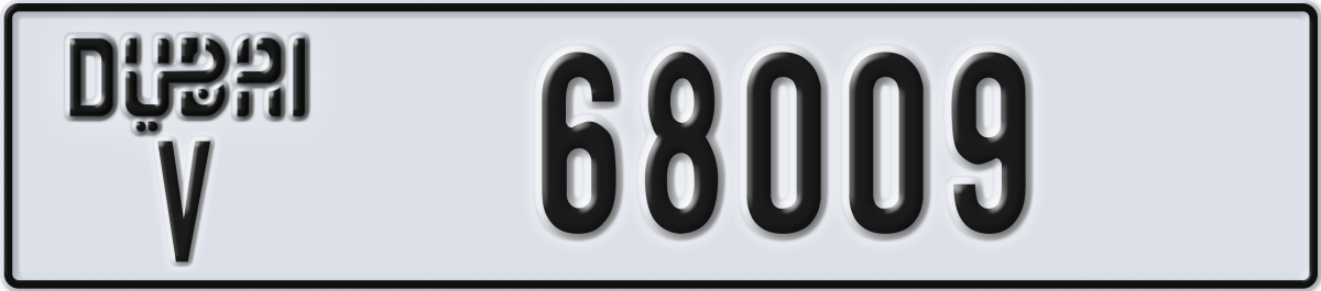 dubai License Plate Number 68009 Code V