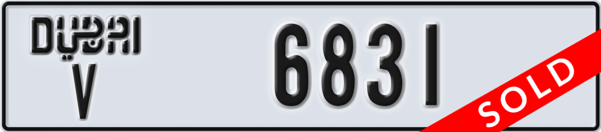 dubai License Plate Number 6831 Code V